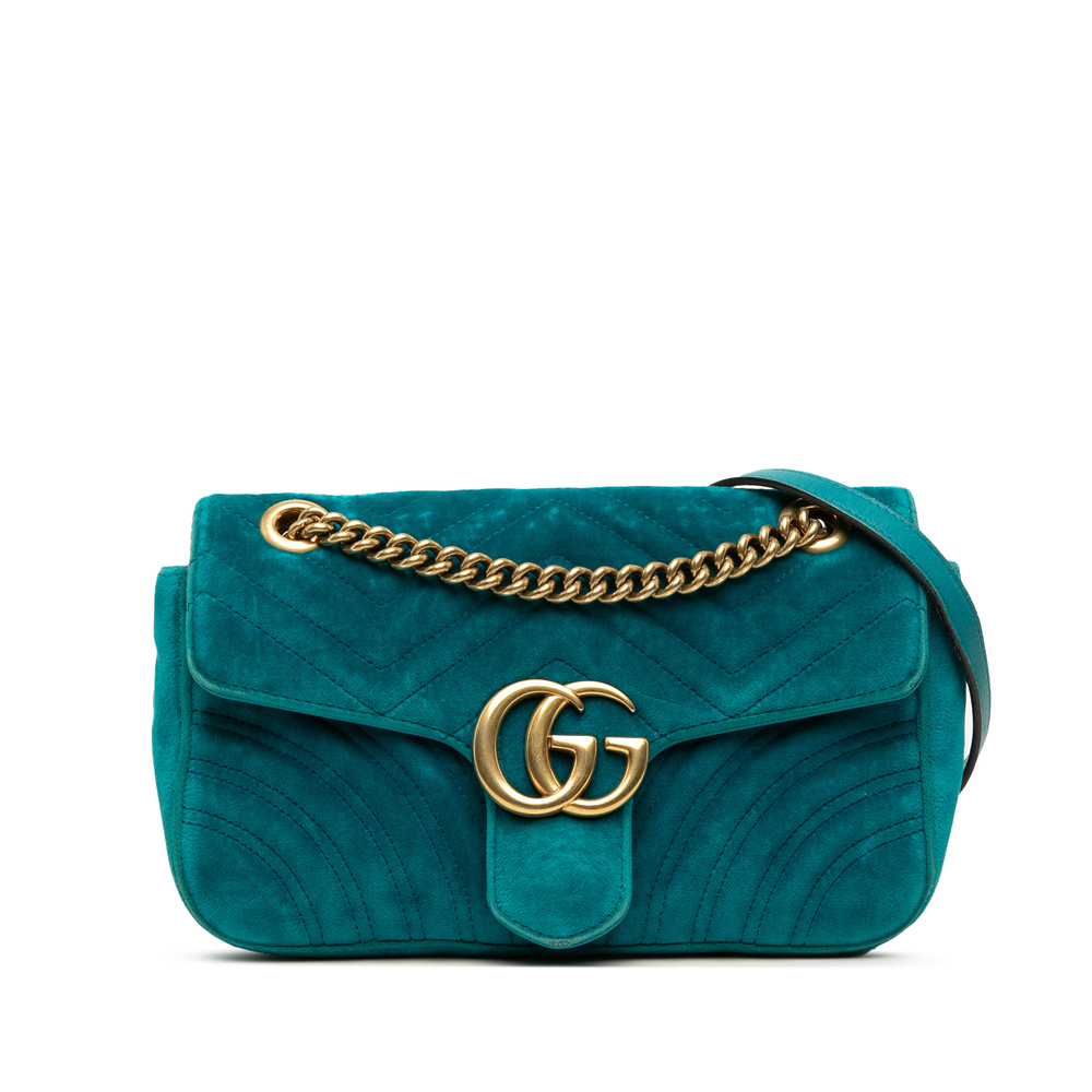 Pre-Loved Gucci Medium GG Marmont Matelasse Velvet Shoulder Bag